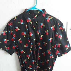 PlayStation Logo Black Button-Up Shirt